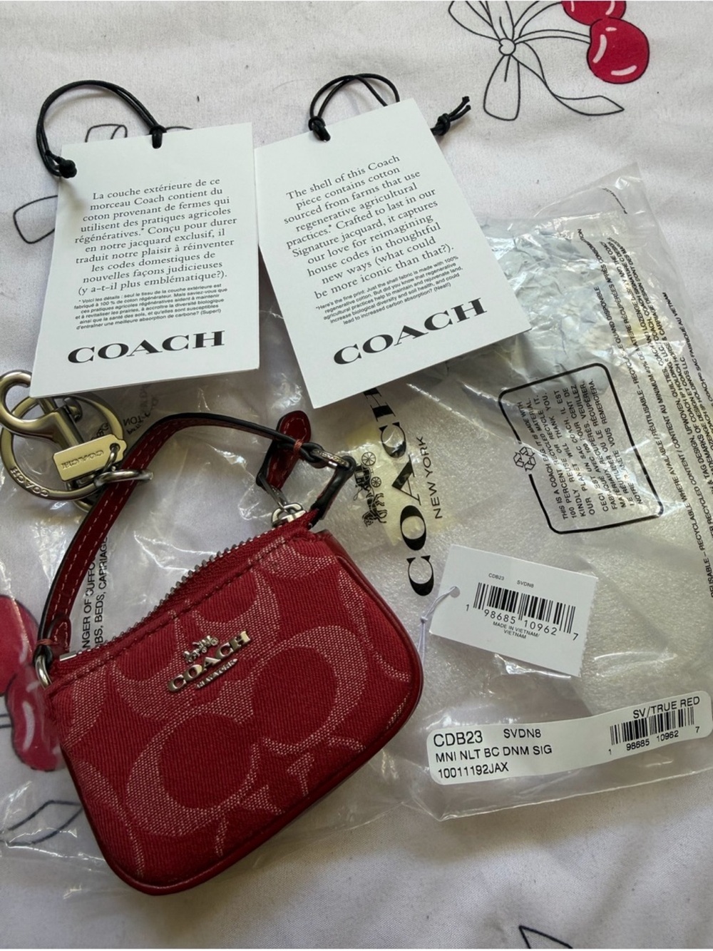 Red Bag Charm Coach Keychain - Picture 12 of 12